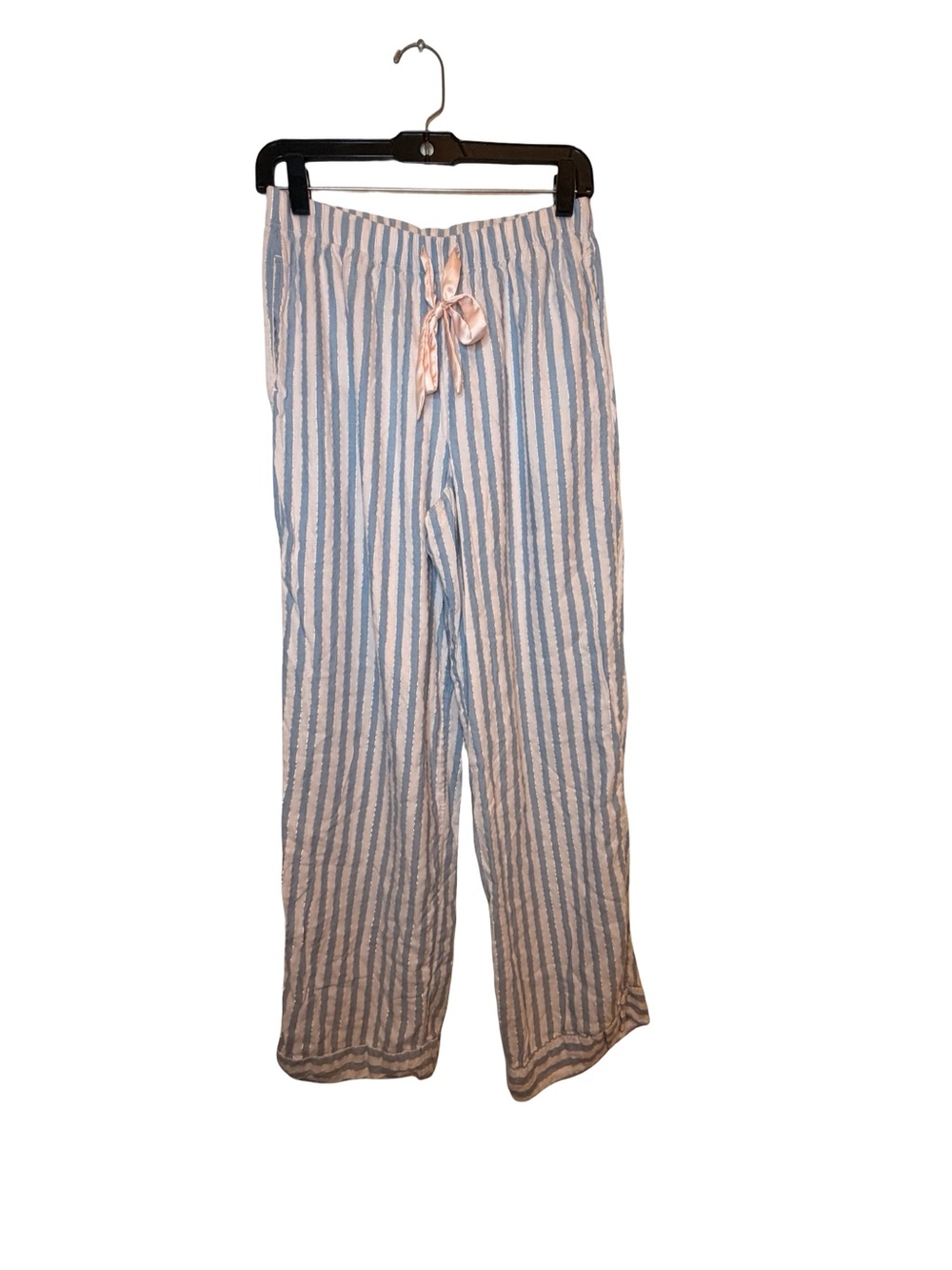 Victoria's Secret Striped Pajama Set Blue Pink Gold Shimmer Long Sleeve Small - Picture 6 of 9